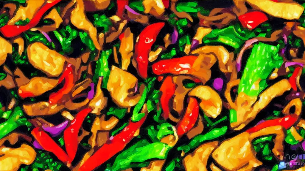 Image similar to digital art regretful package stir - fry oils