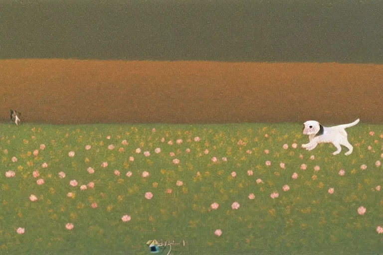 Image similar to white and brown beagle dog playing in a flowery field by Quint Buchholz