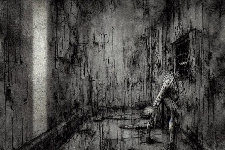 Image similar to horror painting of Missing 411 anomaly by ben templesmith