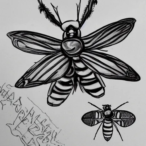 Image similar to a Death's-head hawkmoth drawn in the cartoon style of Dr. Seuss