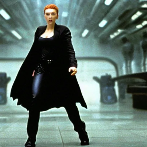 Image similar to a still of Scarlett Johansson in The Matrix (1999)