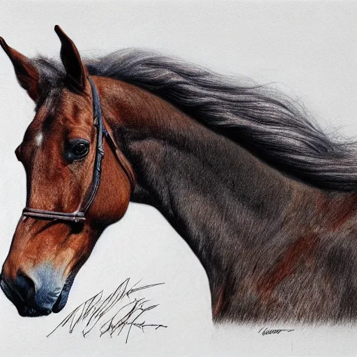 Image similar to a colored pencil drawing of an horse by natalia rojas and ana maria martinez jaramillo adonna khare and marco mazzoni and diego fazio and dirk dzimirsky, pastel color, wingspan style, highly detailed, realistic graphite, artstation, 4 k, realism, photorealism, fine art