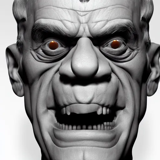 Prompt: hyperrealistic face portrait of frankestein monster actor boris karloff smiling, hyper real, flash photography, hyper detail, unreal engine,