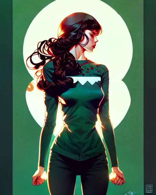 Image similar to artgerm, joshua middleton comic cover art, full body pretty even rachel wood faye, symmetrical eyes, symmetrical face, long curly black hair, beautiful forest, cinematic lighting