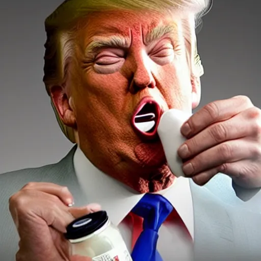 Image similar to donald trump smelling his own farts from a jar, realistic, award winning, photography,