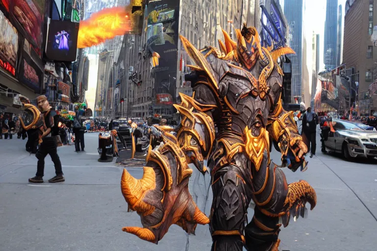 Image similar to c'thun from world of warcraft in new york city