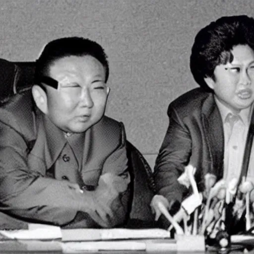 Prompt: found footage of Godzilla and Kim Jong-il