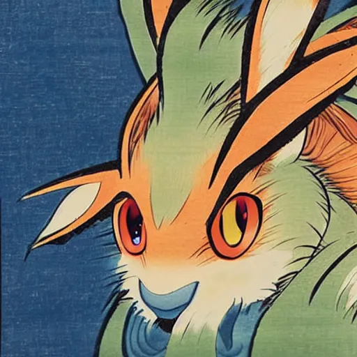 Image similar to Beautiful Ukiyo-e painting of an Eevee