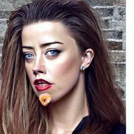 Image similar to a [ gourd ] carved shaped to look like ( amber heard ) face hybrid intercross