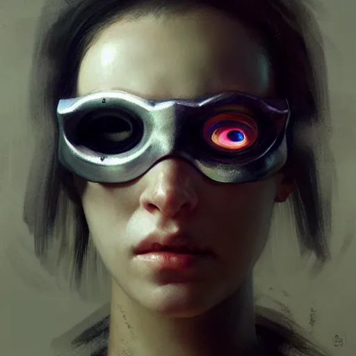 Prompt: hyperrealistic portrait of a one - eyed female cyclops, by ruan jia