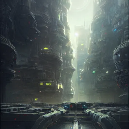 Image similar to alien city, greg rutkowski, highly detailed, deep focus