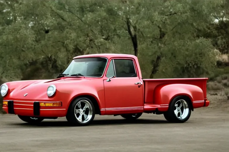 Image similar to 1975 pickup truck (((((((Porsche))))))) 959 movie still, speed, cinematic Eastman 5384 film