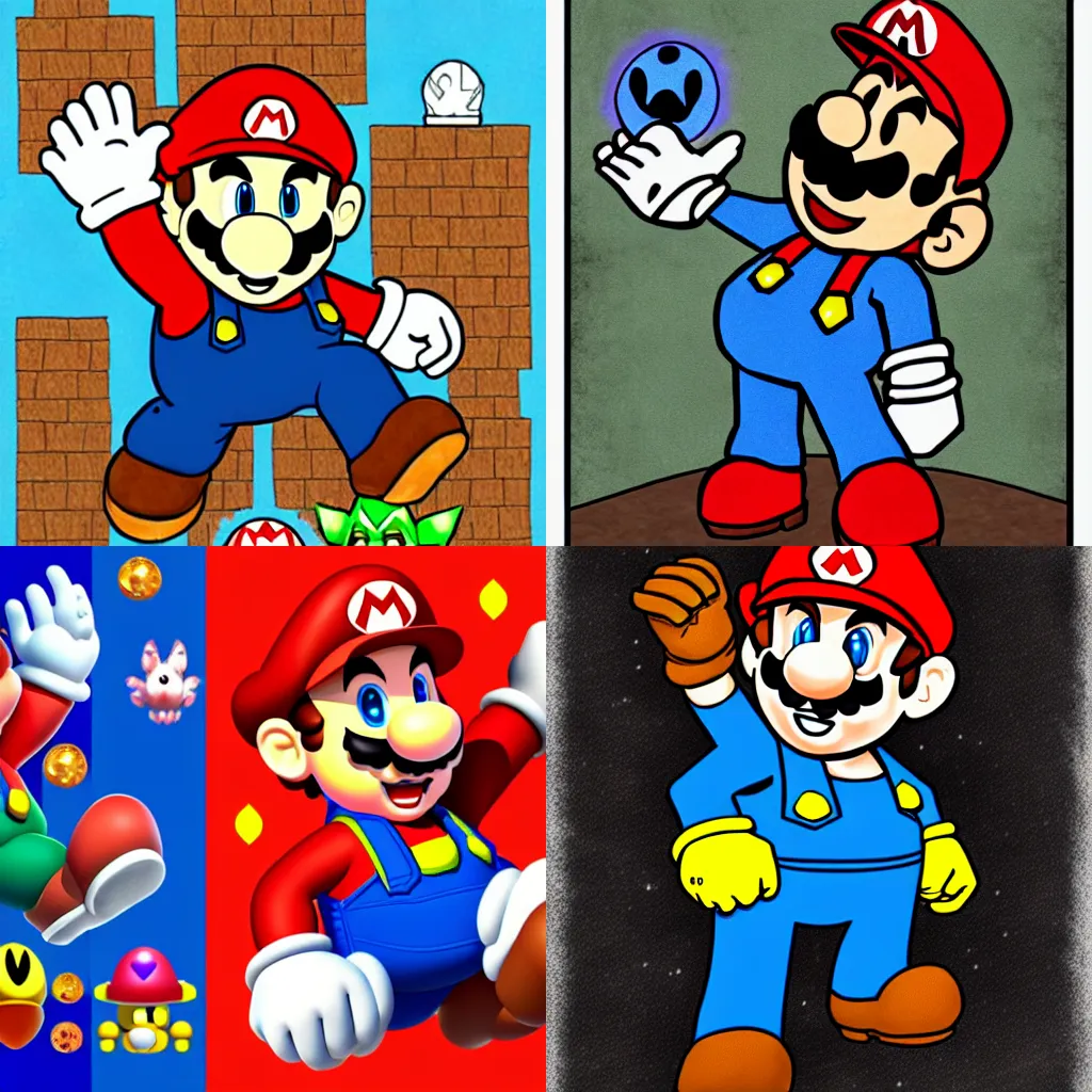 Prompt: Super Mario in the style of Hades, digital art