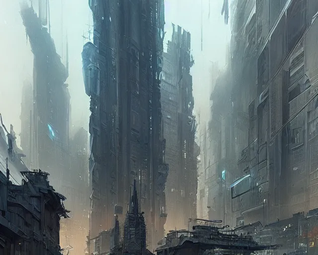 Image similar to great 5-dimensional city, a sci-fi digital painting by Greg Rutkowski and James Gurney, trending on Artstation, eerily beautiful, highly detailed