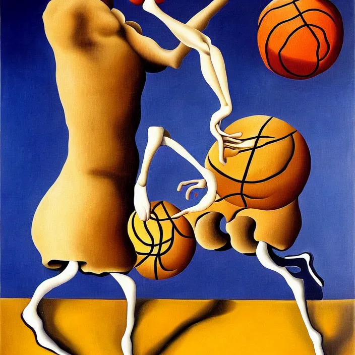 Prompt: a basketball with legs, by salvador dali, oil on canvas, funny, silly, intricate details