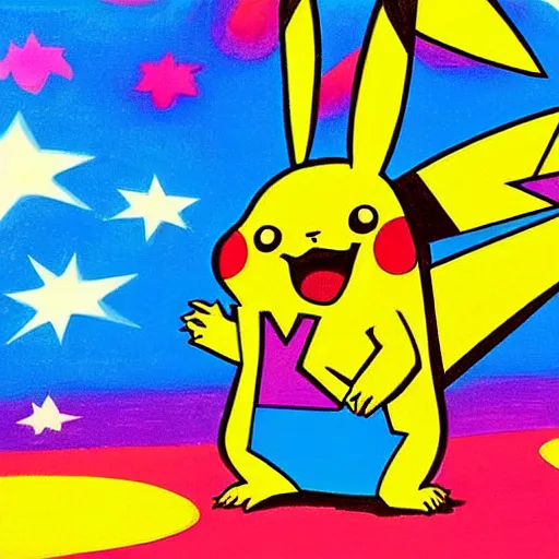 Image similar to Let's Go Pikachu and Eevee, by Peter Max