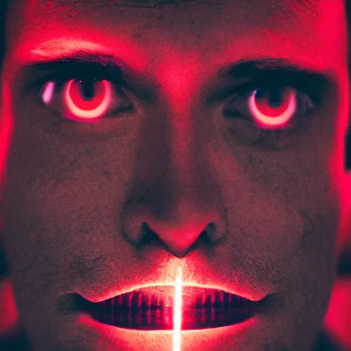 Image similar to a man with red glowing eyes