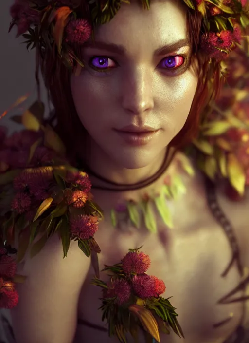 Prompt: fairy druid, octane render, caustics, 4 k, trending on artstation, realistic ; artgem ;