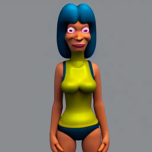 Image similar to leela from futurama, 3 d render