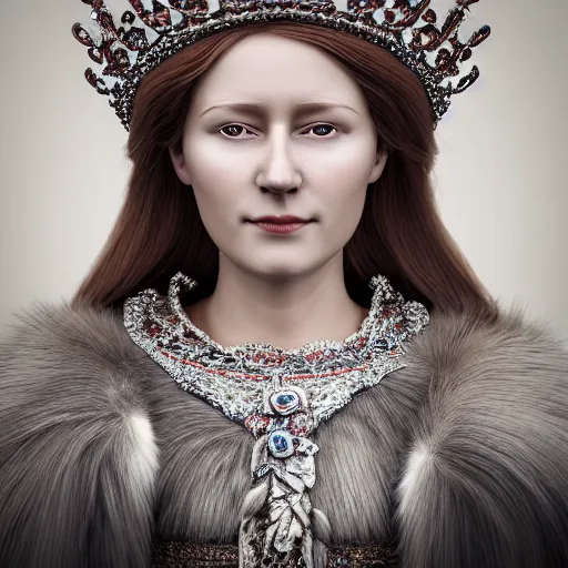 Prompt: photo of a beautiful! Scandinavian queen, highly detailed, 4k, HDR, smooth, sharp focus, hyper realistic, high resolution, photo-realistic