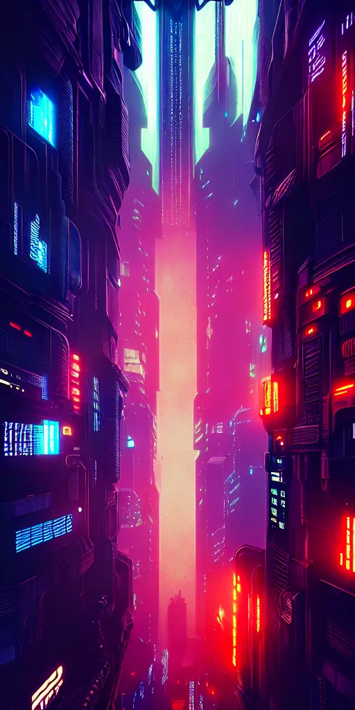 Image similar to epic cyberpunk cityscape : : blade runner, james guilleard, beeple, laurie greasley, dan mcpharlin : : ornate, dynamic, particulate, rich colors, intricate, elegant, highly detailed, centered, artstation, smooth, sharp focus, octane render, 3 d