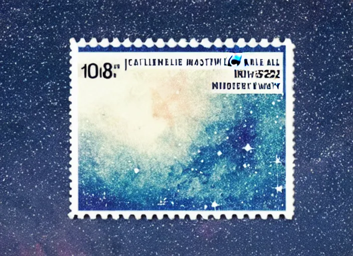 Image similar to a minimalistic isometry of milky way galaxy as a postage stamp