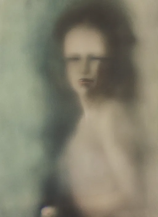 Image similar to out of focus photorealistic portrait of < zelda fitzgerald > as a beautiful young lady by sarah moon, very blurry, translucent white skin, closed eyes, foggy, closeup