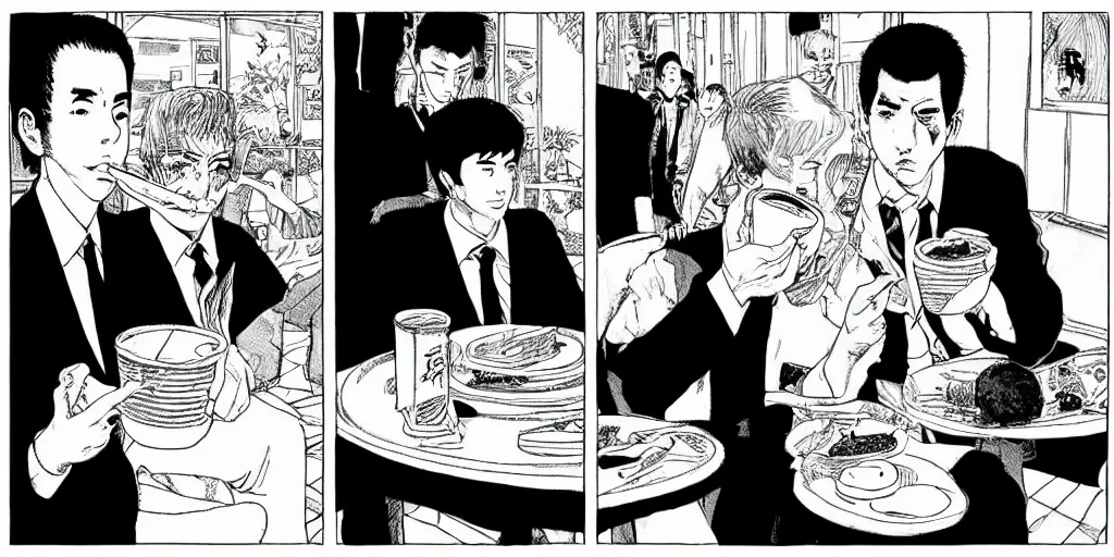 Image similar to “Joe and Hunter Biden eat all of the ice cream in the world” by Junji Ito