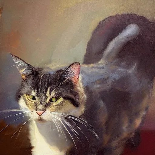 Image similar to nick offerman as a cat, jeremy mann painting