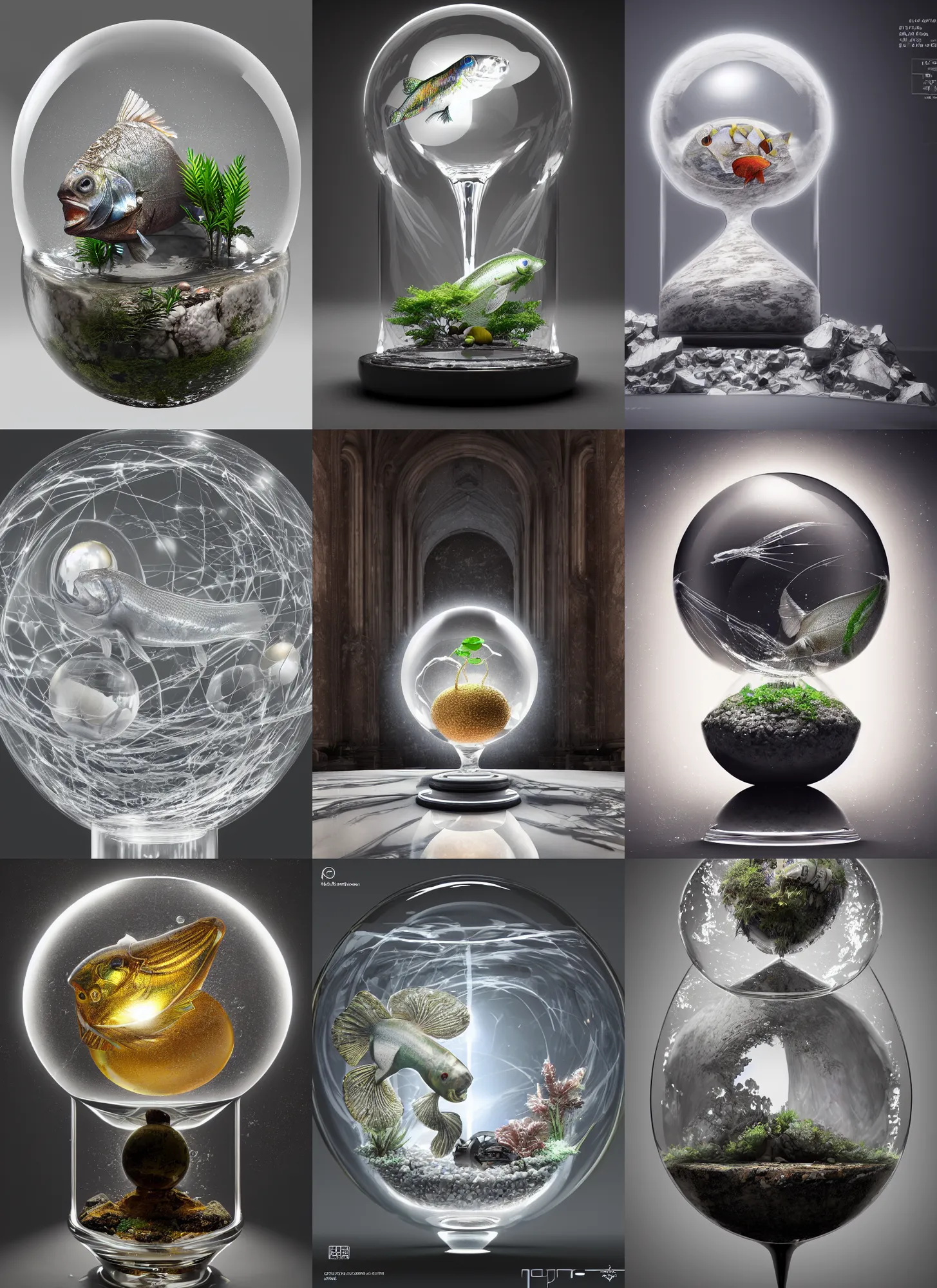 Prompt: gourami inside a glass marble, intricate detail, hourglass volumetric lighting, epic composition, hyper detailed, ultra realistic,,, sharp focus, octane render, volumetric, ray tracing, artstation trending, cgsociety, sense of awe, 4 k