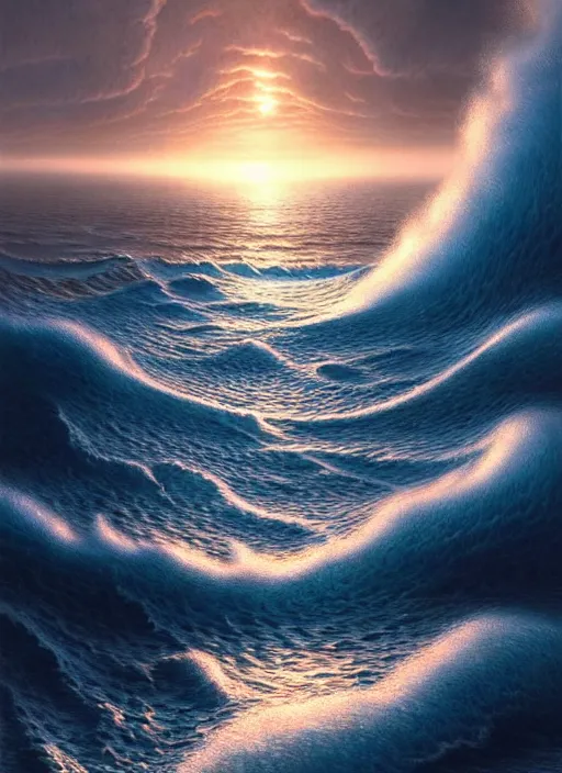 Prompt: a hyper - detailed 3 d render of aquatic animals @ of the cresting waves at dusk, surrealism!!!!! surreal concept art, lifelike, photorealistic, digital painting, aesthetic, smooth, sharp focus, artstation hd, by greg rutkowski, bruce pennington, valentina remenar and asher duran,