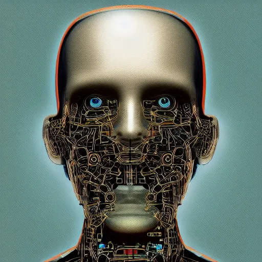 Prompt: artificial intelligence becomes self aware, concept art, illustration