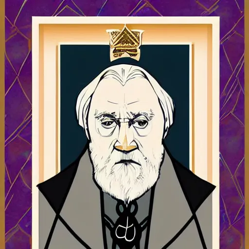 Image similar to dumbledore as art deco, painting