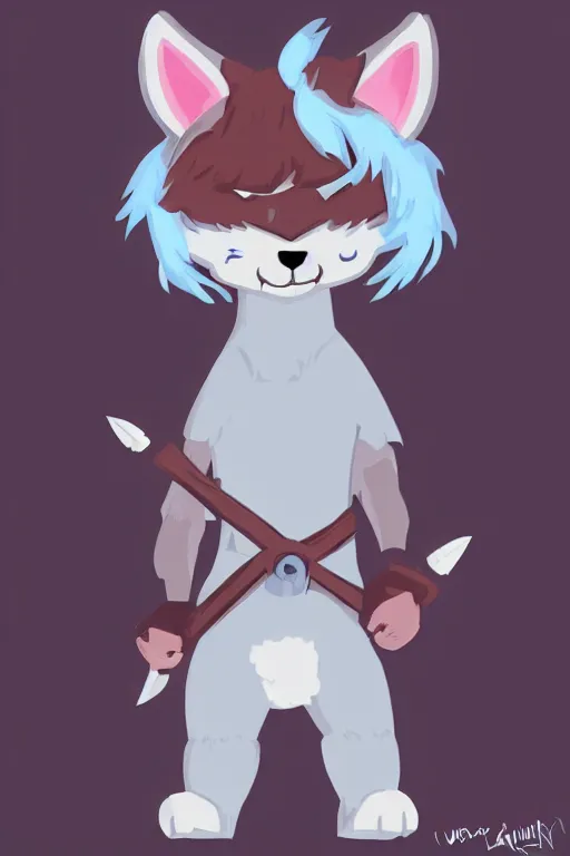 Image similar to a cute medieval anthropomorphic wolf with light blue fur and a fluffy tail, comic art, trending on furaffinity, cartoon, kawaii, backlighting, furry art!!!, cel shading, concept art, lineless