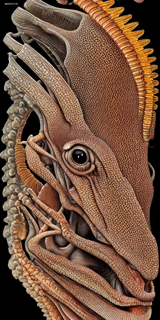 Prompt: correlophus ciliatus, ultra detailed, 8 k, intricate, encyclopedia illustration by 5 0 mm f 1. 8 macro