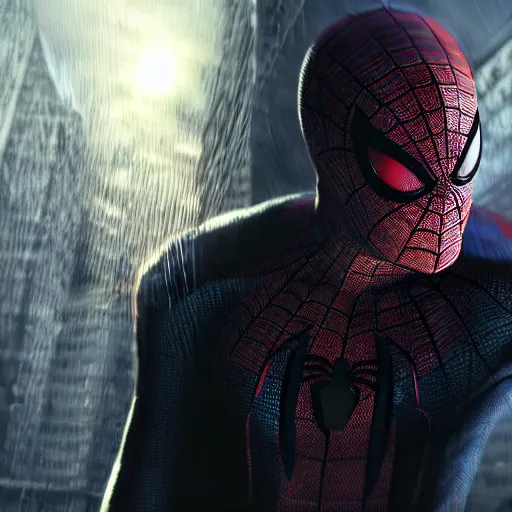 Image similar to Blend of Spiderman and Neo from Matrix, incredibly detailed, photorealistic, cinematic lighting, trending on artstation, 4k, hyperrealistic