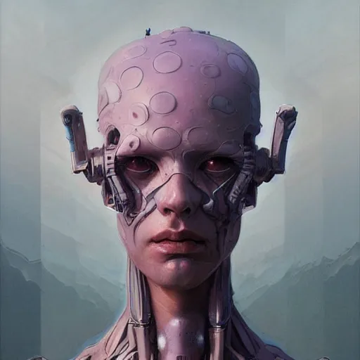 Image similar to A portrait of a robot by Wayne Barlowe, Zdzislaw Beksinski and Peter Mohrbacher, detailed, sharp, digital art, trending on Artstation