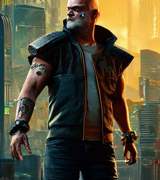 Image similar to cyberpunk 2 0 7 7, charismatic rugged male battle kelsey grammer - mage portrait, clothed in hooded, metal - plated battle armor atmospheric lighting painted intricate volumetric lighting, beautiful, sharp focus, ultra detailed by leesha hannigan, ross tran, thierry doizon, kai carpenter, ignacio fernandez rios