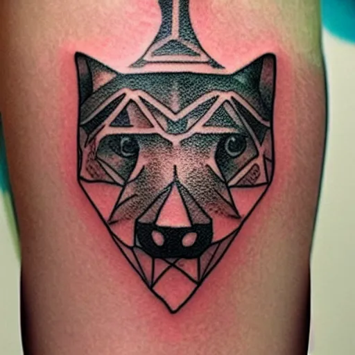 Image similar to tattoo design, stencil, tattoo stencil, traditional, a world famous tattoo of a geometric dog