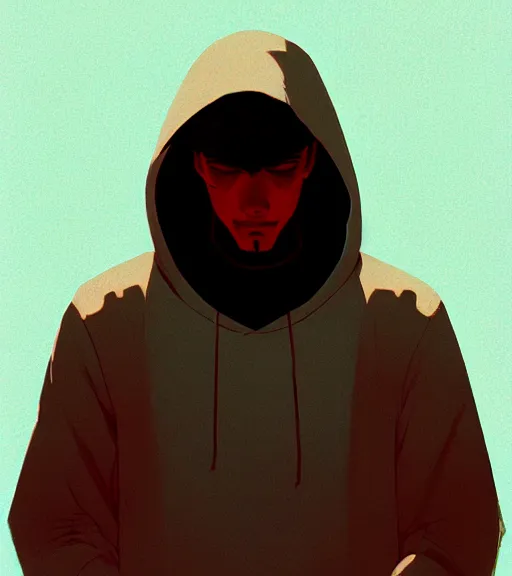 Image similar to cyberpunk synth, hyper - realistic portrait of a man in a hoodie, cyberpunk, by atey ghailan, by greg rutkowski, by greg tocchini, by james gilleard, by joe fenton, by kaethe butcher, dynamic lighting, gradient light blue, brown, blonde cream and white color scheme, grunge aesthetic