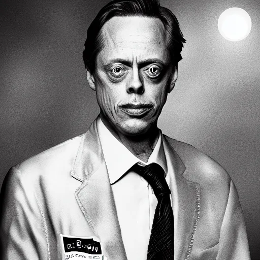 Image similar to black and white photo of steve buscemi on the moon ultra detailed, 8 k, trending on artstation, award - winning art,