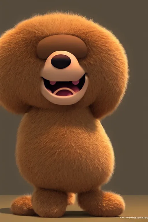 Image similar to a cute character design cgi 3 d anthropomorphic bear with soft fur and a face like yogi in the style of pixar, blender, cinema 4 d