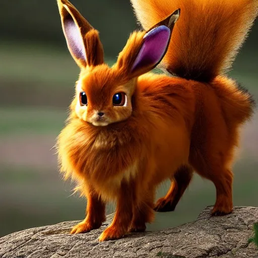 Image similar to national geographic professional photo of eevee in the wild, award winning