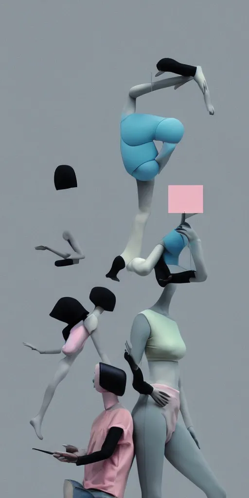 Image similar to 3d matte render, mannequins, dj rave party, Hsiao-Ron Cheng, pastel colors, hyper-realism, pastel, polkadots, minimal, simplistic, amazing composition, vaporwave, wow, Gertrude Abercrombie, Beeple, minimalistic graffiti masterpiece, minimalism, 3d abstract render overlayed, black background, psychedelic therapy, trending on ArtStation, ink splatters, pen lines, incredible detail, creative, positive energy, happy, unique, negative space, pure imagination painted by artgerm