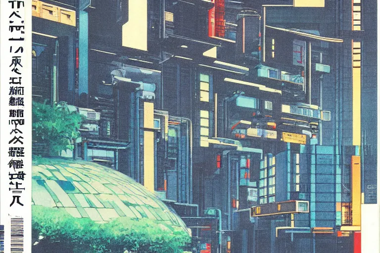 Prompt: 1 9 7 9 omni magazine cover of gated community in japan. large modern houses. cyberpunk style by vincent di fate