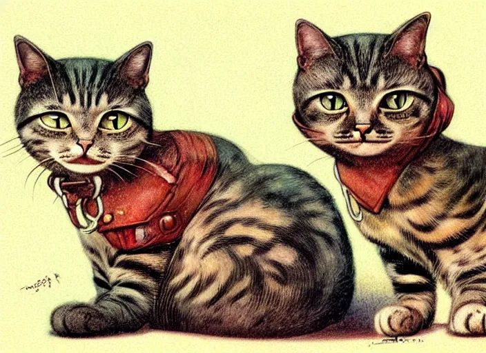 Image similar to 1 9 5 0 s retro - future cat android, forrest in background, muted colors, by jean baptiste monge, chrome red