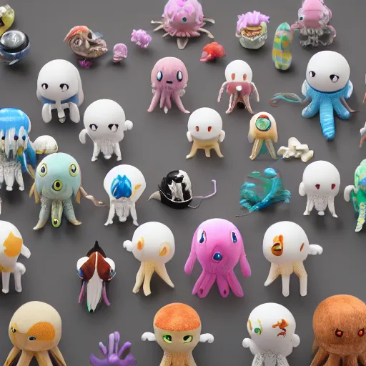 Image similar to hyper detailed 3d render “squid game characters as plush toys” kawaii, highly detailed, 8k, portrait