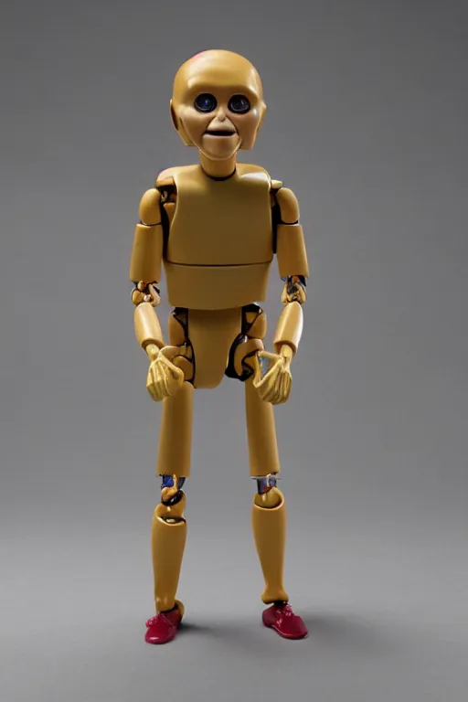 Image similar to 8 k high definition, 1 9 8 0, crash test dummy, fixed eyes, kenner style action figure, full body, highly detailed, science fiction, photorealistic