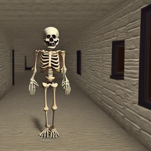 Image similar to A skeleton in the game Super Mario 64, unreal engine, highly detailed, 8k