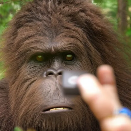 Image similar to a sasquatch looking into a trail cam, picking his nose